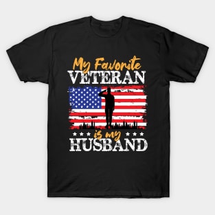 My Favorite Veteran Is My Husband,  Us Marine Veteran, Us Veterans Day Gift T-Shirt